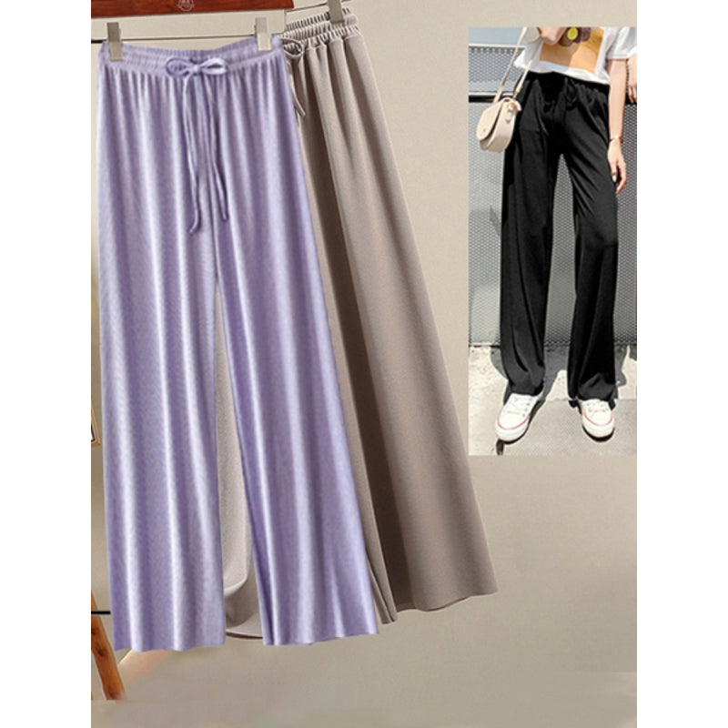 Women's 2 Pcs Ice Silk Ankle Length Summer Pants