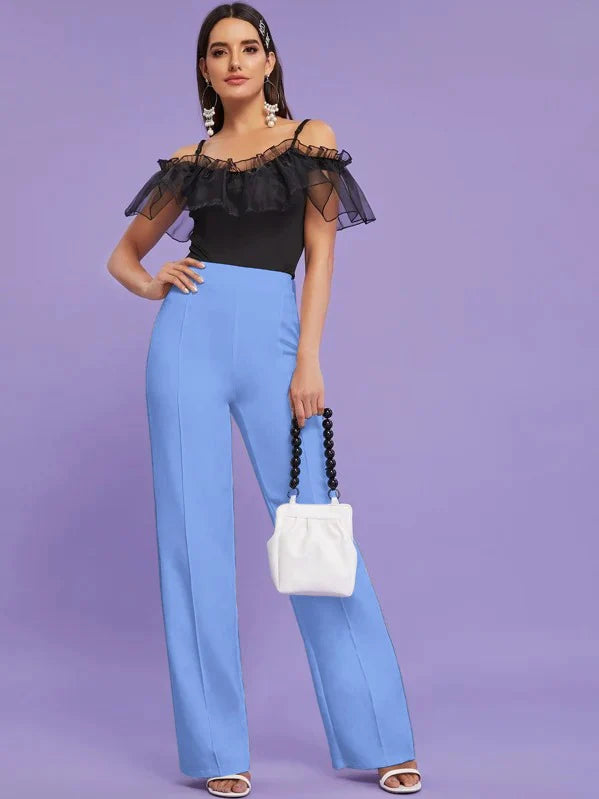 Wide Band Waist Zip Back Pants( Clearance sale