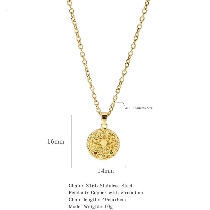 316L Stainless Steel  Copper Gold Plated Minimalist Classic Style Plating Constellation Pendant Necklace
