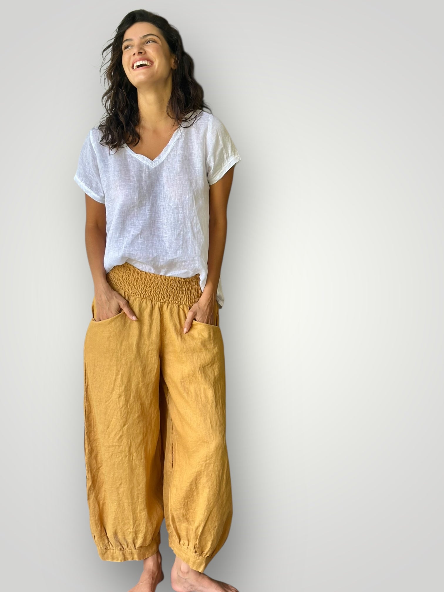 jackie pant-turmeric linen