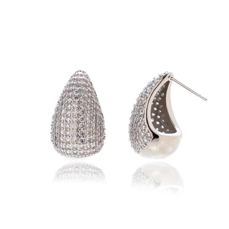 1 Pair Minimalist Classic Style Water Droplets Enamel Plating Inlay Copper Rhinestones 18k Gold Plated Ear Studs