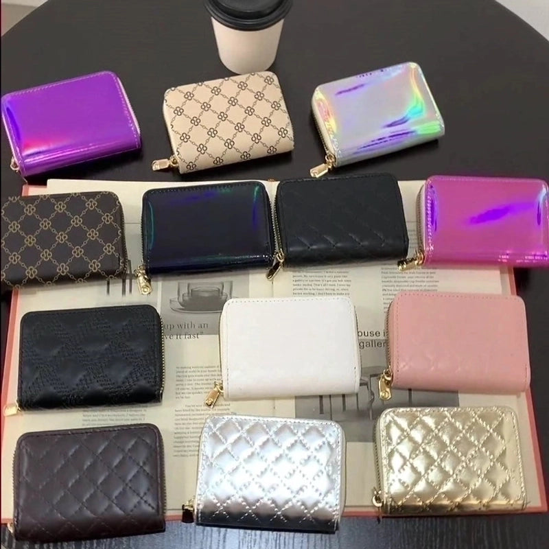 Unisex Solid Color Pu Leather Zipper Wallets