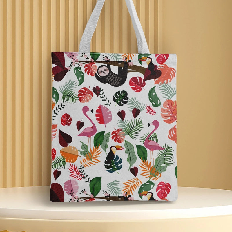 Women's Medium Canvas Animal Basic Classic Style Square Open Canvas Bag