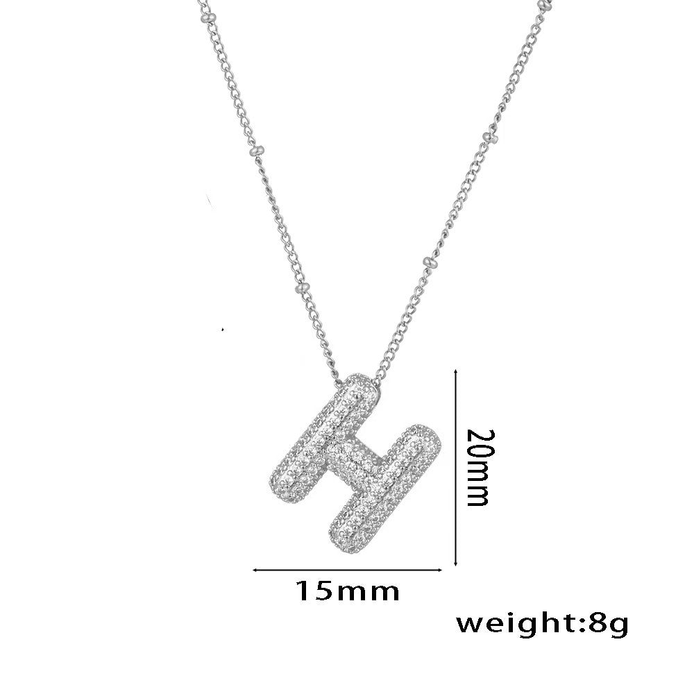 New Micro-Inlaid Zircon 26 Letter Pendant Necklace Copper Plated 18K Gold Fashionable And Classic