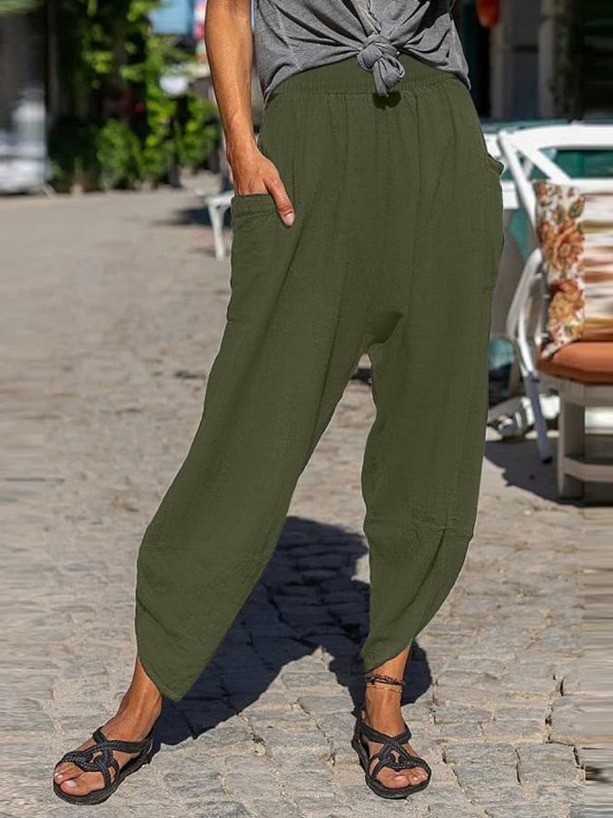 Women's Casual Solid Color Cotton Pants