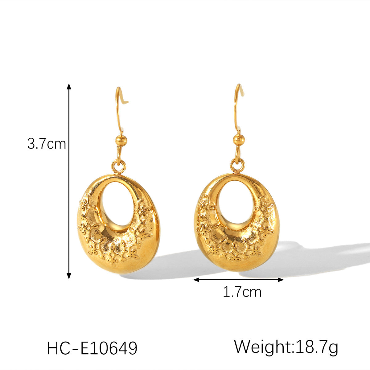 Stainless Steel Relief Thread Irregular Pendant Necklace Design Casting Titanium Steel Earrings