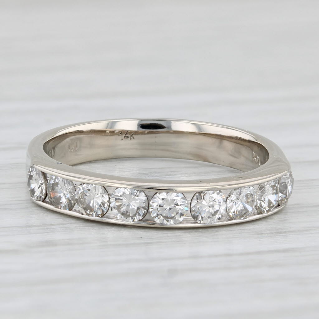 1ctw Diamond Wedding Band 14k White Gold Size 9 Stackable Anniversary Ring