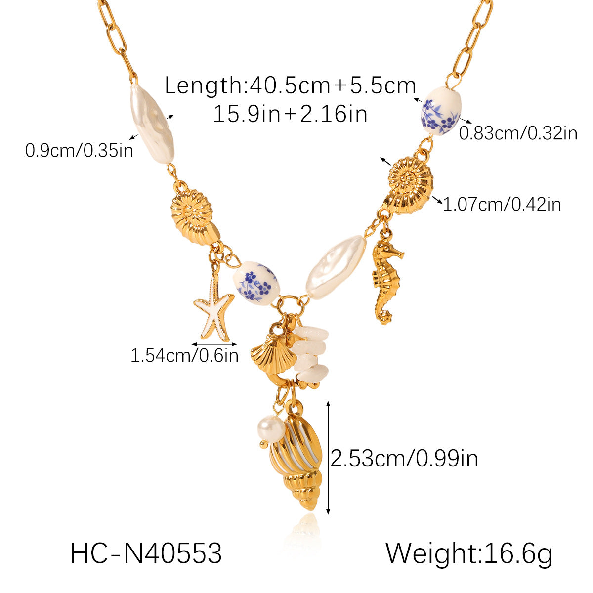 Summer Ocean Style Titanium Steel Necklace Niche Design Turtle Pearl Goldfish Pendant Stainless Steel Clavicle Chain