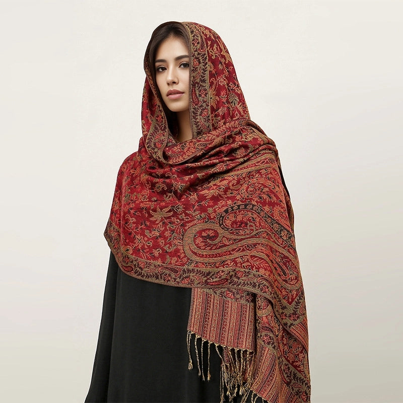 Women's Elegant Geometric Cotton Acrylic Shawl