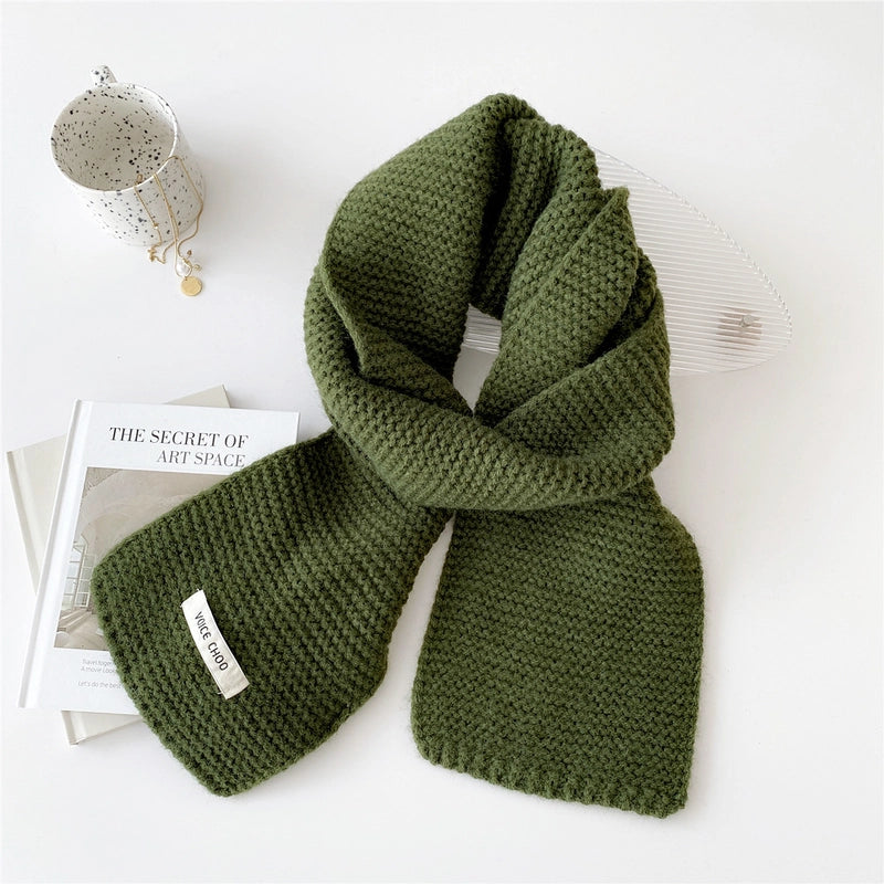 New Solid Color Scarf Women's Winter Warm  Knitted Long Thickened  Student Wool Scarf