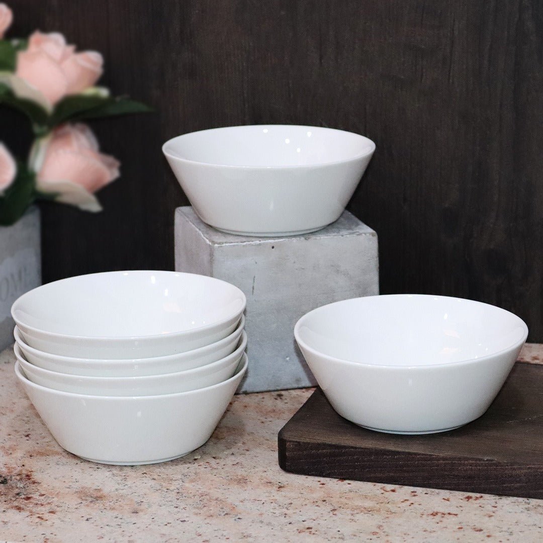 Simple White Porcelain Bowl (6pcs)