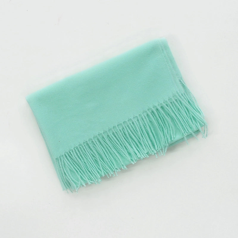 Cashmere Solid Color Scarf Women's Autumn And Winter 220g Explosions Barbed Hair Padded Travel Warm Tassel Shawl