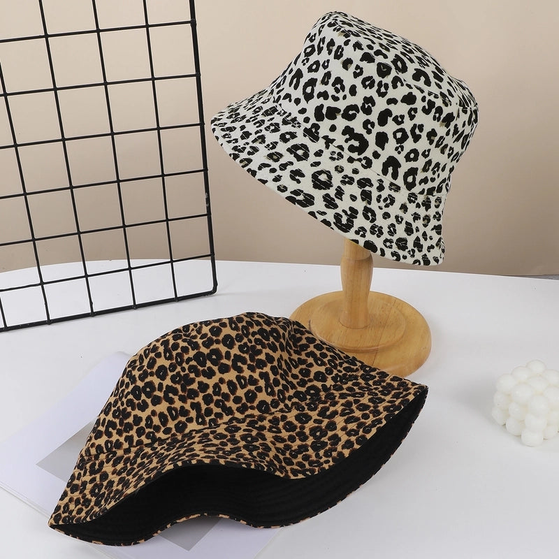 Unisex Casual Retro Leopard Wide Eaves Bucket Hat