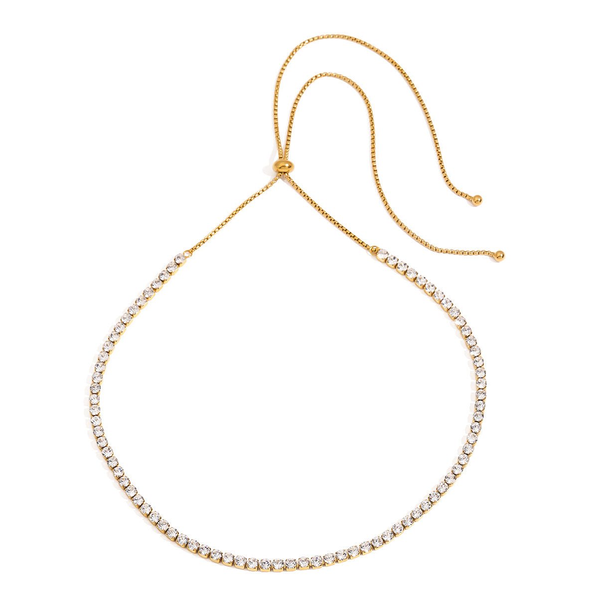 Stainless Steel Zircon Full Diamond Necklace Female Titanium Steel Clavicle Necklace Niche Short Jewelry