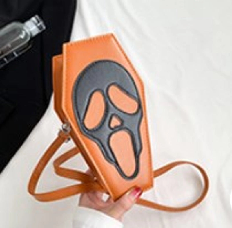 Halloween Women's Small Pu Leather Spider Web Skull Basic Sewing Thread Zipper Shoulder Bag Crossbody Bag