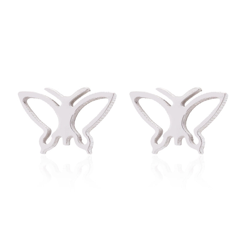 1 Pair Retro Butterfly Plating Hollow Out 304 Stainless Steel 18K Gold Plated Ear Studs