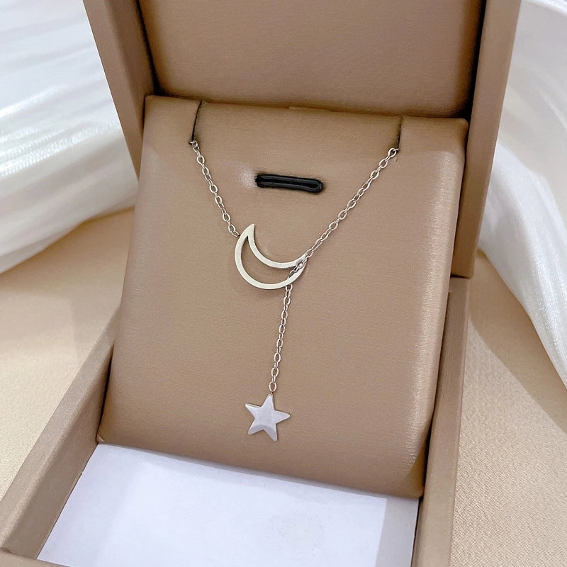 Minimalist Circle Letter Butterfly Titanium Steel Plating Inlay Rhinestones Necklace
