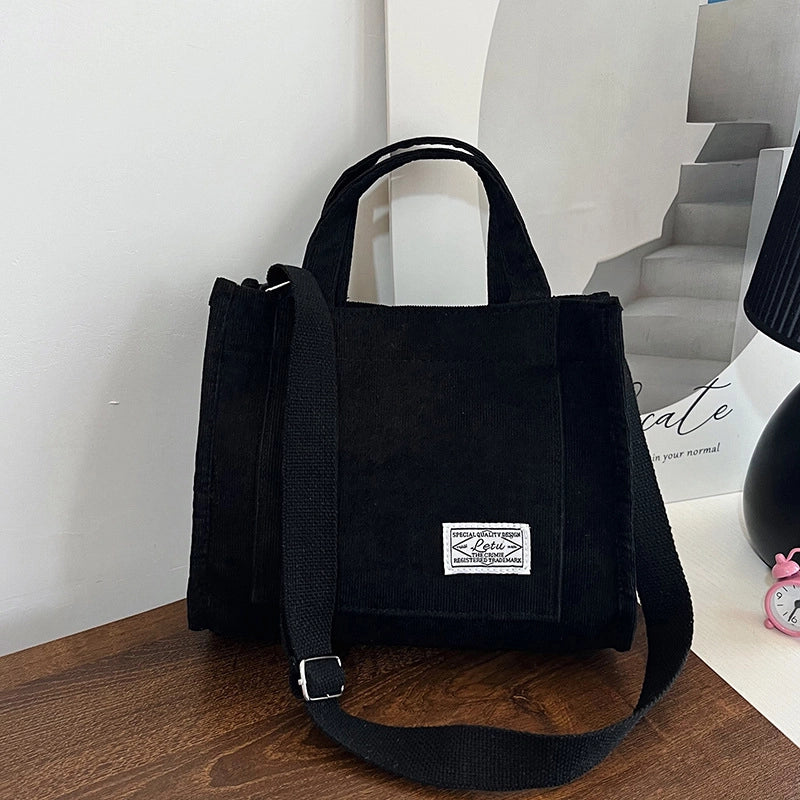 Women's Medium Corduroy Solid Color Streetwear Square Magnetic Buckle Shoulder Bag Handbag Crossbody Bag