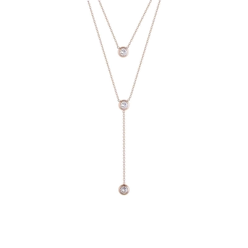 Minimalist Geometric Titanium Steel Plating Rhinestones Pendant Necklace 1 Piece