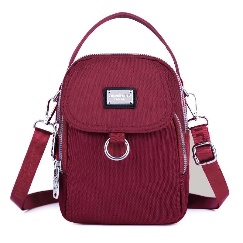 Women's Small Nylon Color Block Classic Style Semicircle Zipper Crossbody Bag