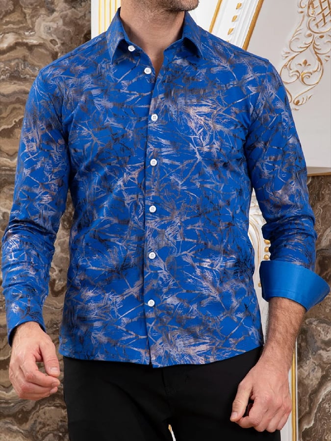 Men's Geometric Design Business Casual Shirt