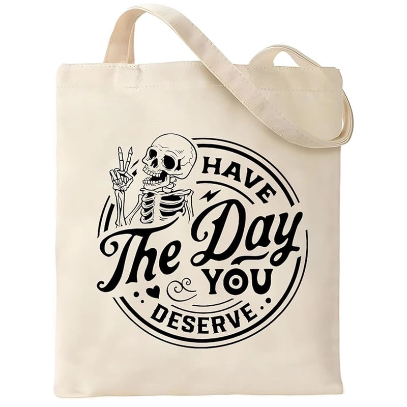 Halloween Unisex Medium Canvas Pumpkin Letter Streetwear Square Open Canvas Bag