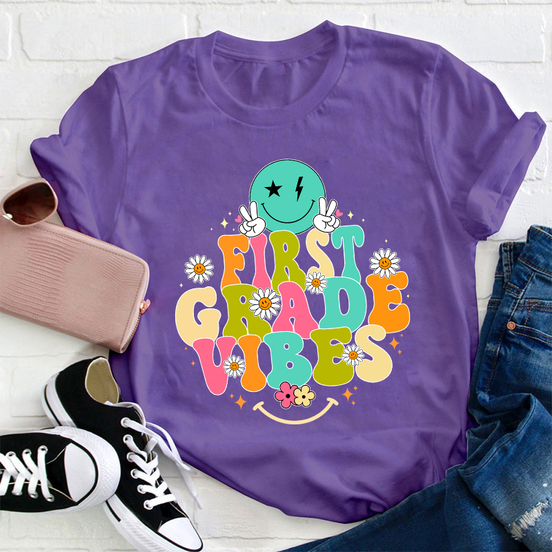 Personalized Grade Vibes Teacher T-Shirt