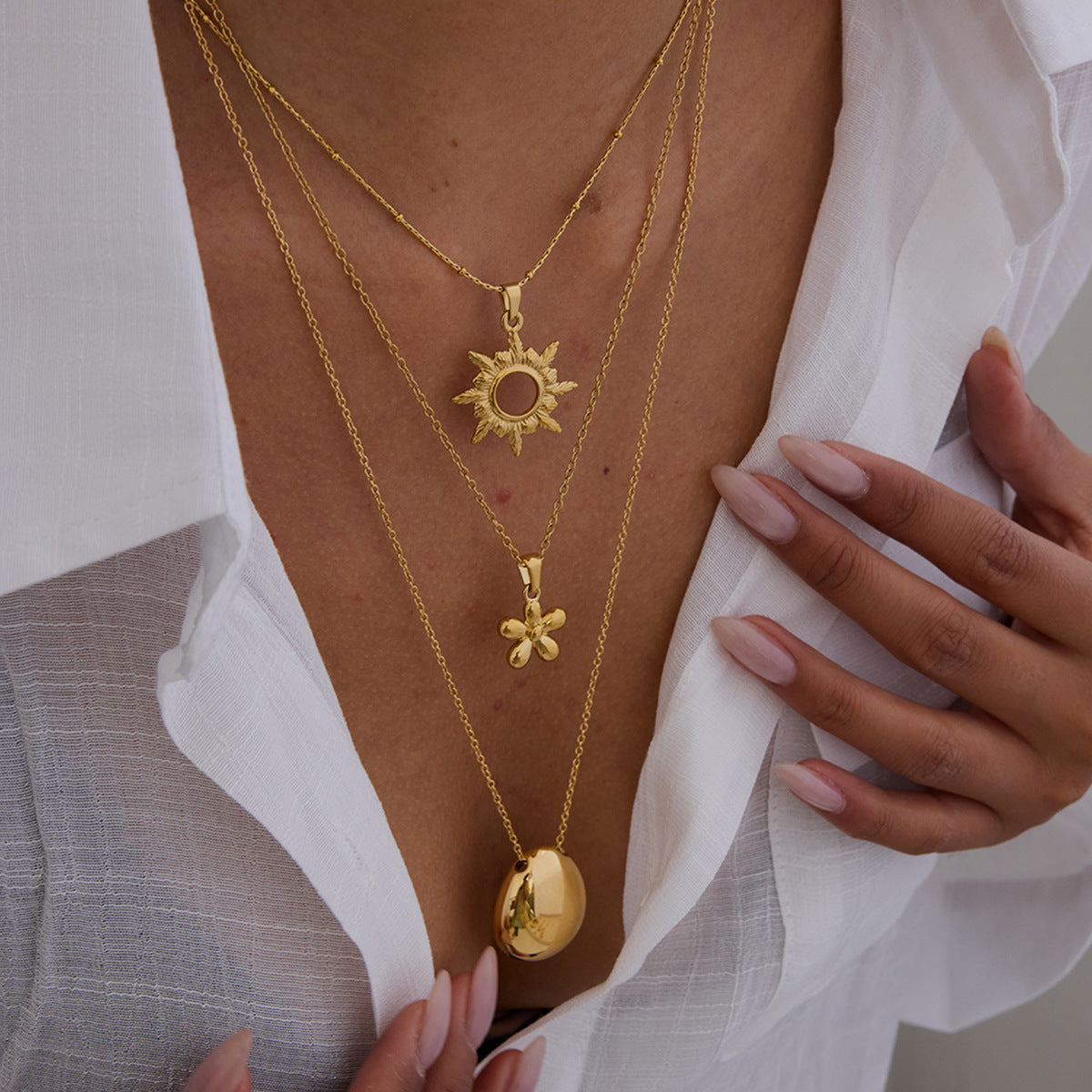 Jie Ding 18K Gold Stainless Steel Necklace Simple Jewelry Titanium Steel
