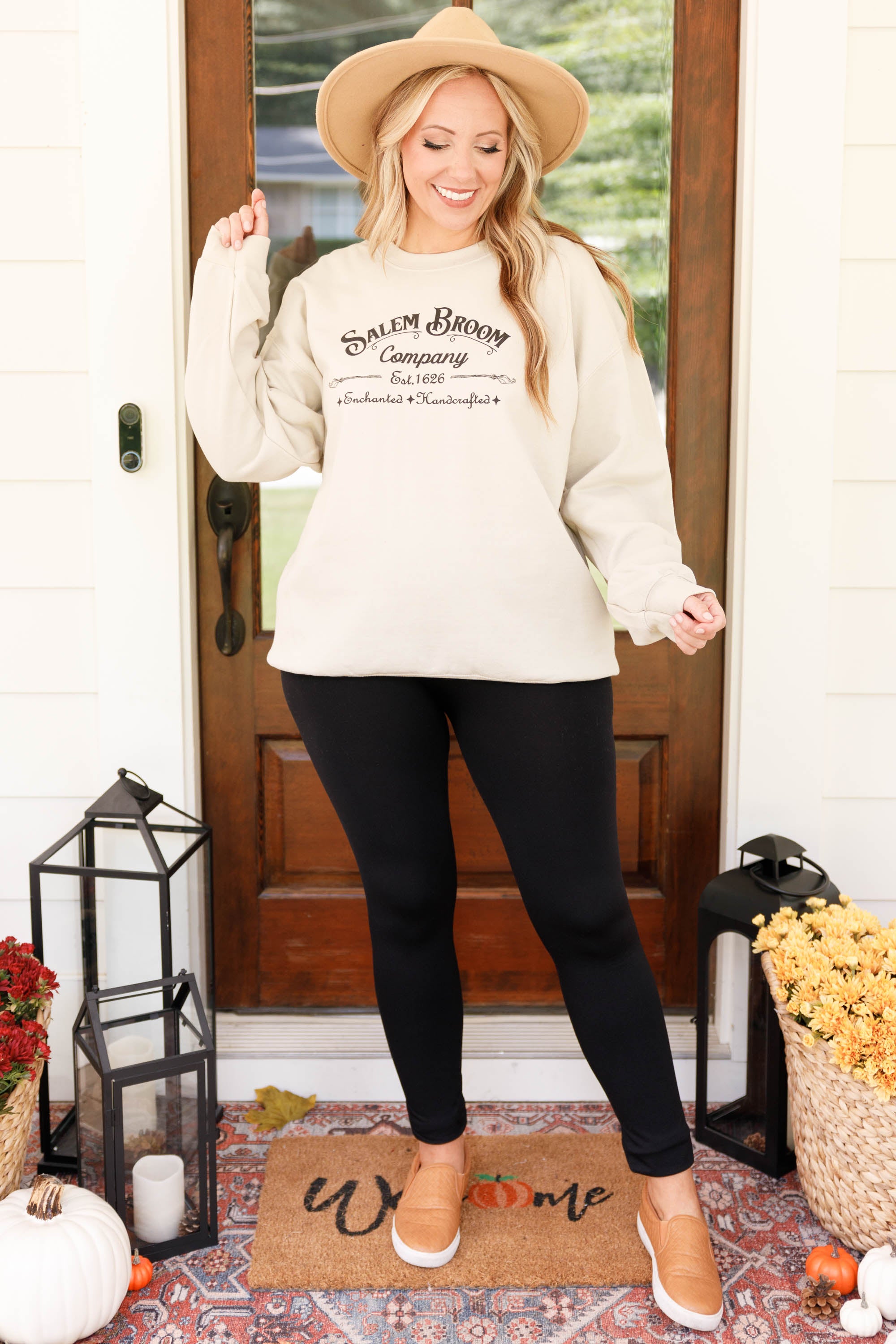 Salem Broom Company Sweatshirt. Sand