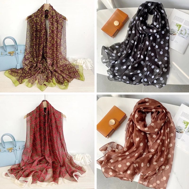 Spring And Summer New Yourou Silk Scarf Large Size Printed Beach Towel Dot Travel Vacation Sunscreen Scarf Women's Spot