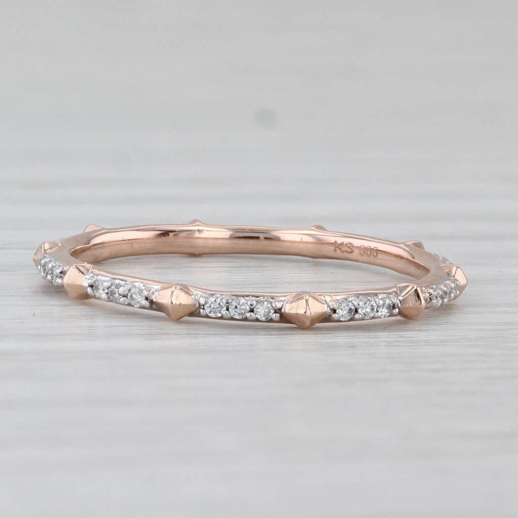 0.15ctw Diamond Wedding Ring 14k Rose Gold Stackable Eternity Band Size 7.25