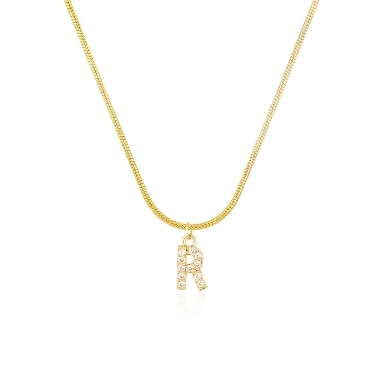 304 Stainless Steel Copper Classic Style Inlay Letter Zircon Pendant Necklace