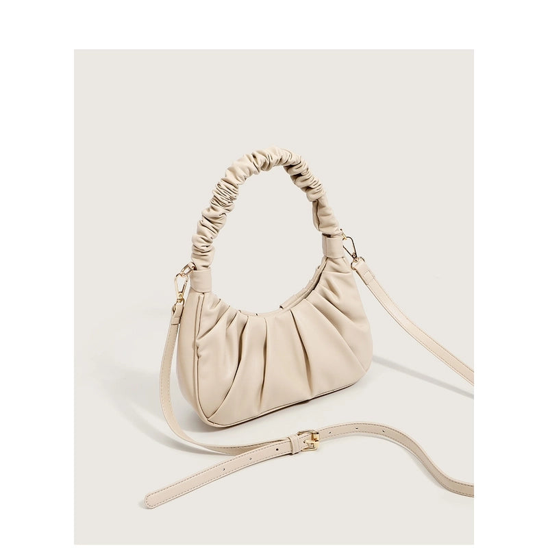Texture Soft Leather Folds Cross-body Handbag