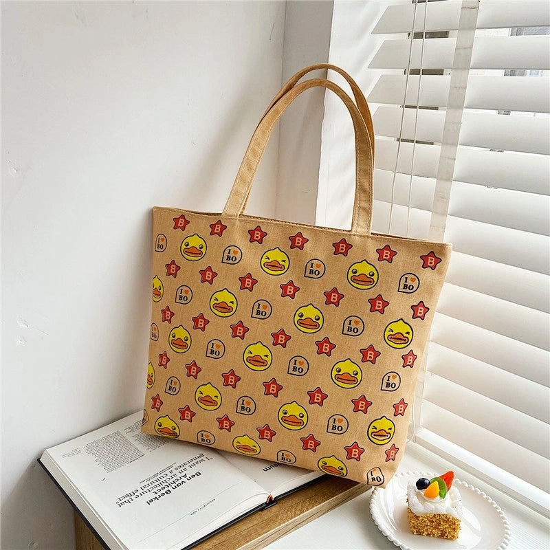 Women's Large All Seasons Nylon Animal Letter Preppy Style Classic Style Zipper Canvas Bag