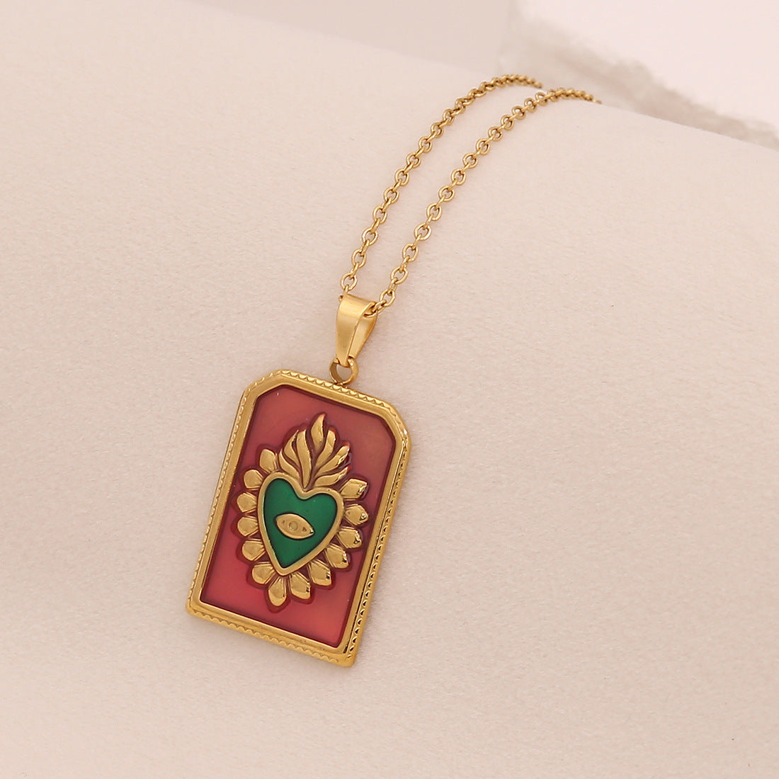 Multi-Color Love Tarot Pendant Necklace Personalized Stainless Steel Necklace N1539