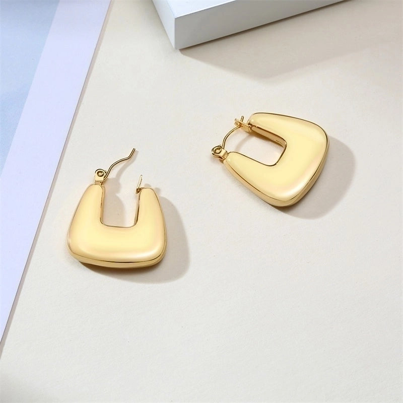 1 Pair Minimalist Solid Color Plating 201 Stainless Steel 18K Gold Plated Earrings