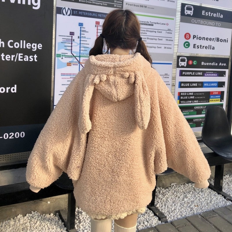 Fashion cute rabbit ears hoodie coat KF81567