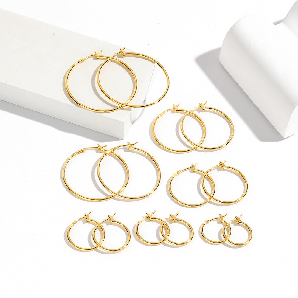 Round Geometric Copper Electroplating Earrings