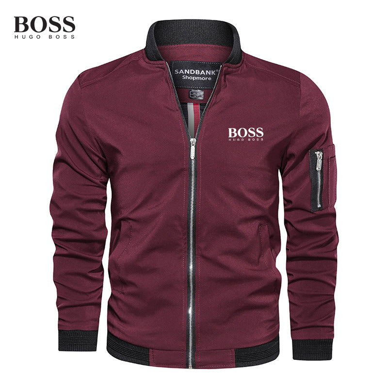 BOSS Men-s Baseball Collar Casual Jacket