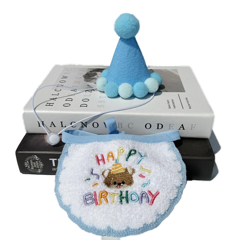 Pet Birthday Bib Cat Birthday Hat Dog Birthday Slippery Towel Cat Birthday Supplies