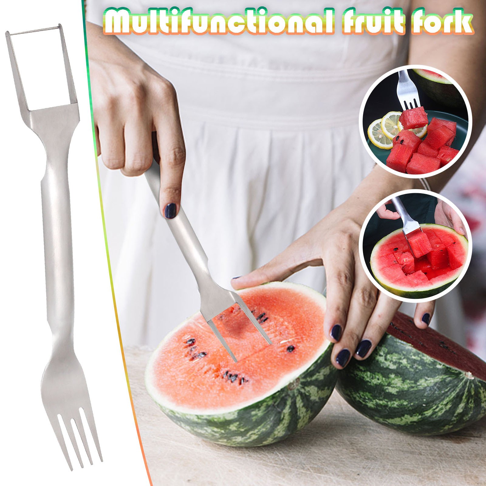 💥Last Day 49% OFF 💕2-in-1 Stainless Steel Fruit Cutter