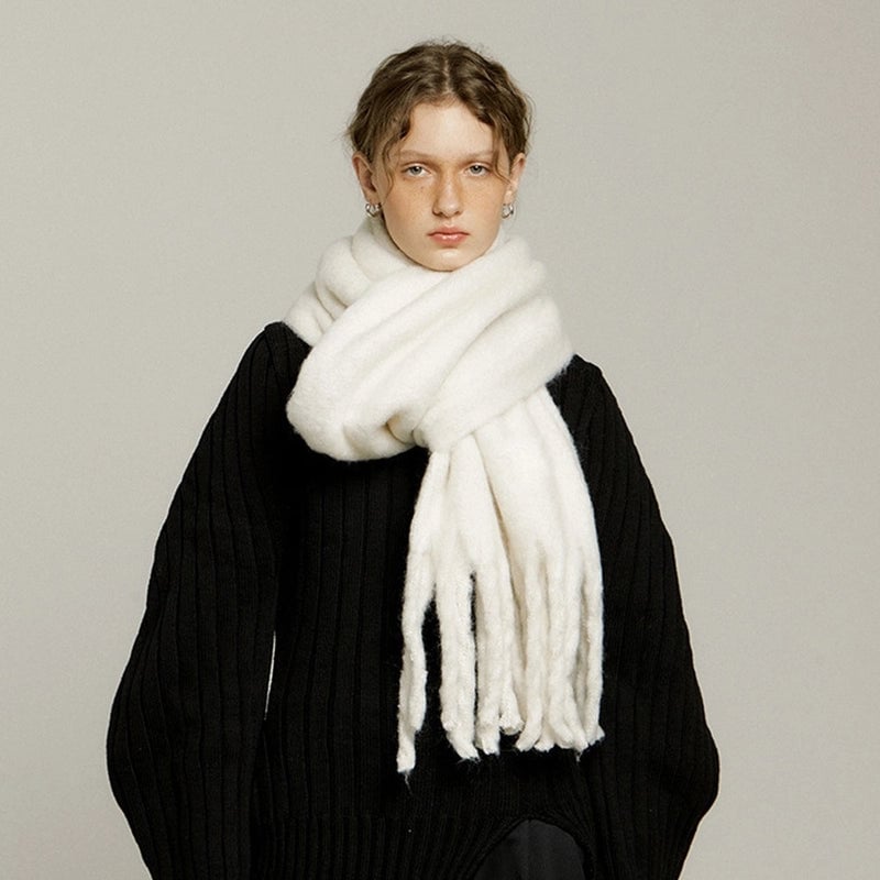 320G 20-Color Thickened Cashmere-like Solid Color Tassel Scarf Women's Winter Atmosphere Scarf Plus Size Soft Shawl