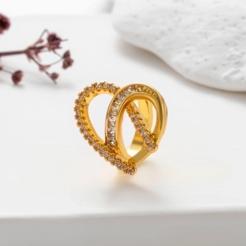 1 Piece Ear Cartilage Rings & Studs Cute Cool Style Geometric Heart Shape Copper Plating Inlay Zircon