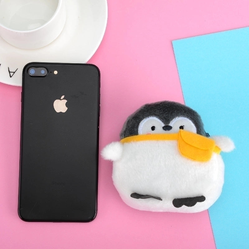 Unisex Animal Plush Zipper Coin Purses