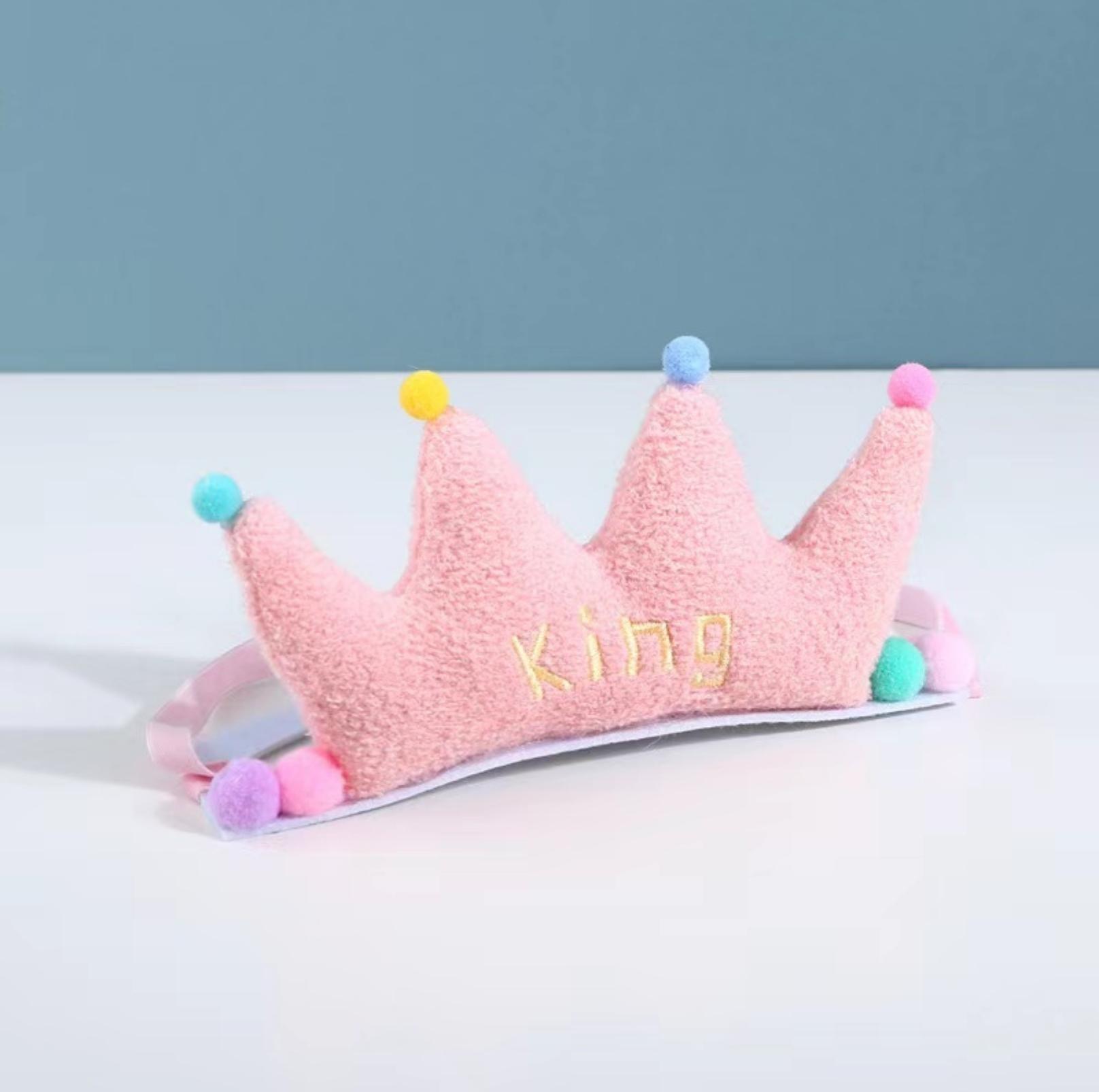 Pink Plush Cat And Dog Birthday Crown