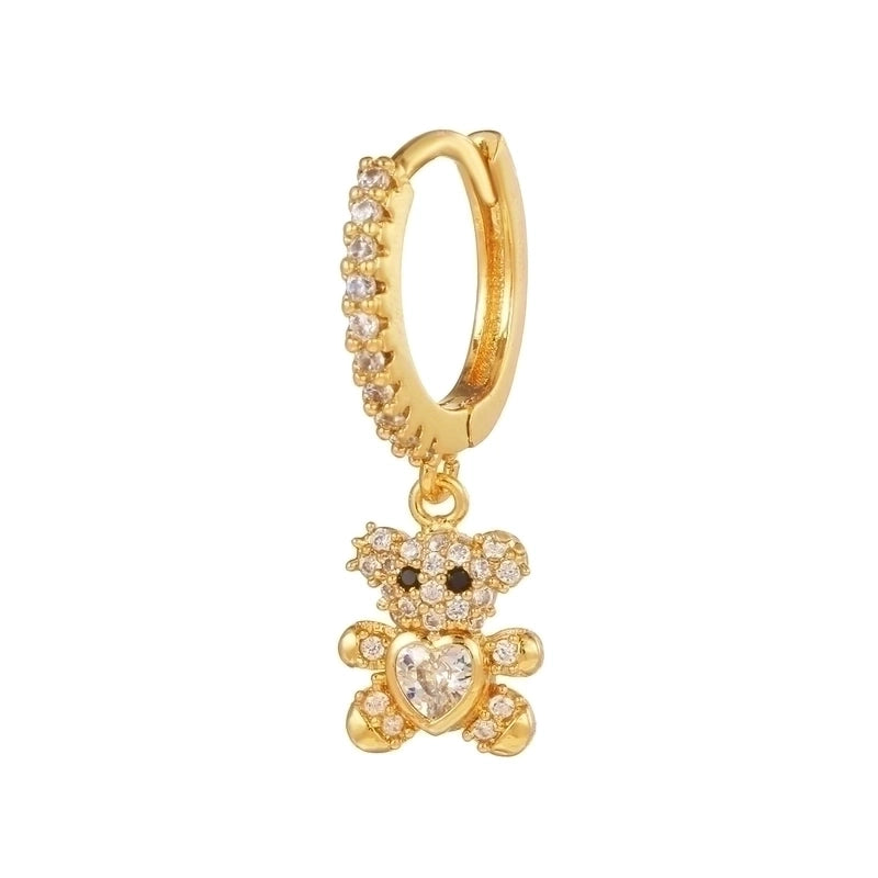 1 Piece Fashion Animal Star Moon Inlaid Zircon Copper Zircon 18K Gold Plated Earrings