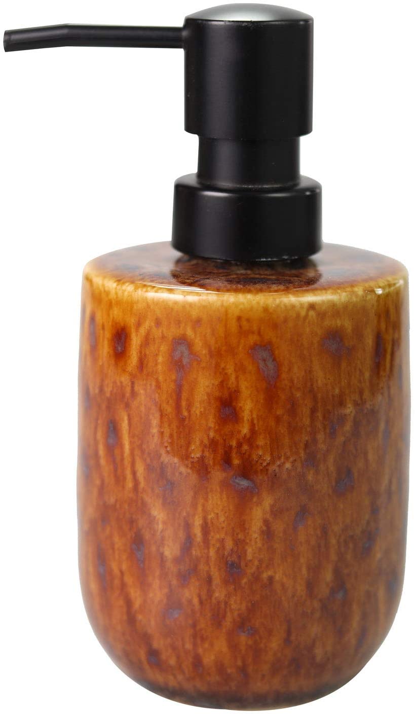 Ceramic Hand Soap Dispenser Pump Bottle. Leopard Ceramic Refillable Lotion Dispenser for Kitchen. Bathroom Countertops. Washroom and Sink(300ml/10oz)