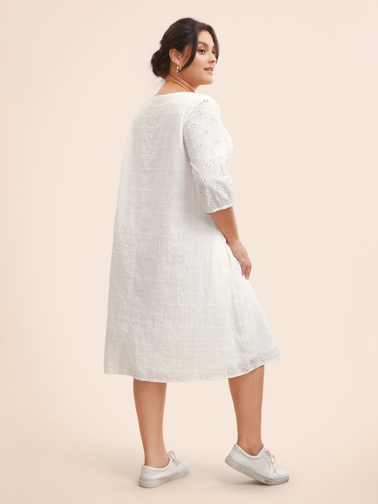 Solid Broderie Anglaise Tie Knot Dress