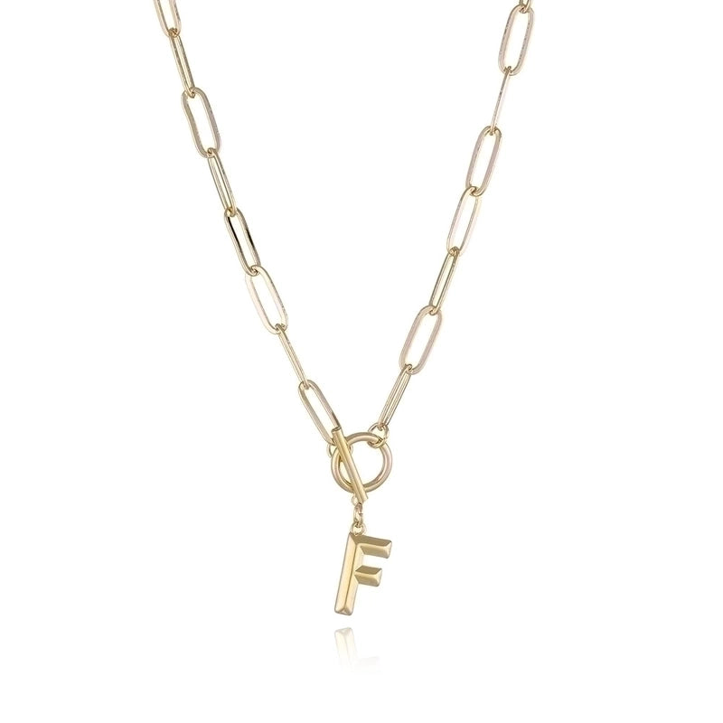 Copper 14K Gold Plated Fashion Plating Letter Pendant Necklace