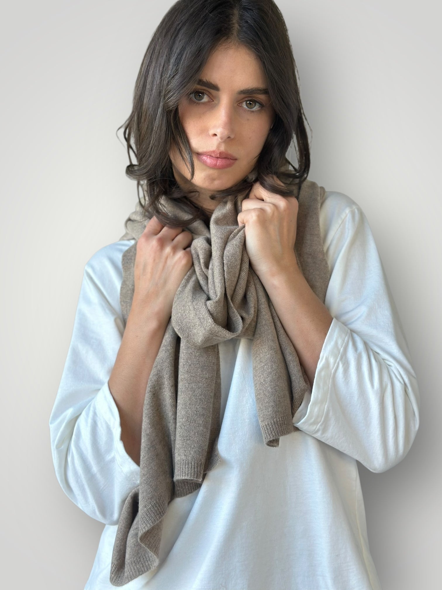 large cashmere scarf-oat almond